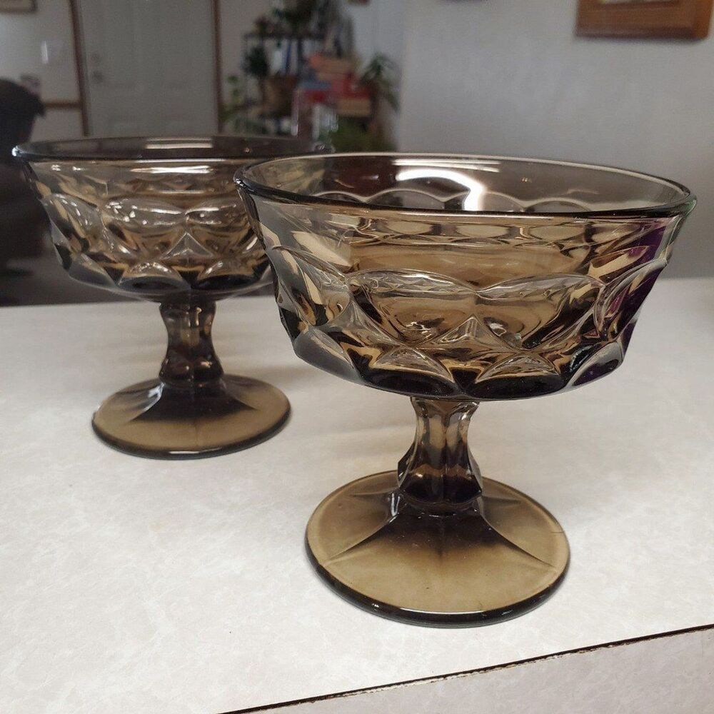 Vintage Noritake Perspective Smoke Brown Sherbet Champagne Dish Set Of 2